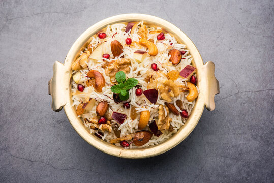 Tasty Kashmiri Pulao or Pilaf loaded with dry fruits