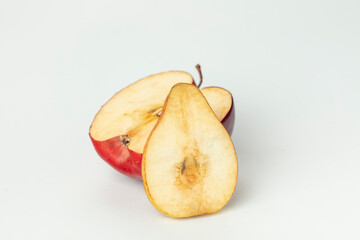 Sliced pear isolated on a white background