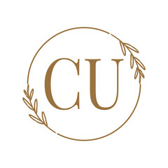 Simple Elegant Initial Letter Type CU Logo Sign Symbol Icon, Logo Design Template