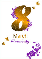 vector illustration, postcard for March 8, international women's day