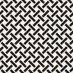 Vector seamless pattern. Repeating geometric black and white interlocking lines. Abstract lattice background design.