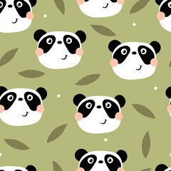 Seamless pattern with cartoon pandas. colorful vector for kids. hand drawing, flat style. baby design for fabric, print, textile