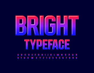 Vector Bright Glossy Font. Sweet Alphabet Letters and Numbers.