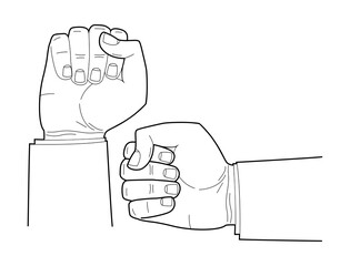 Men hand linear drawing. Сlenched fist illustration