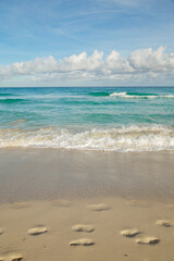 waves on the beach. Beach in Latin America. Vacation in Cuba. Green water. Aquamarine Ocean