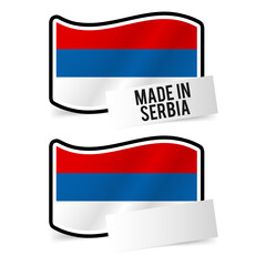 Made in Serbia Flag and white empty Paper.