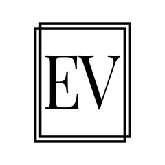 Simple Elegant Initial Letter Type EV Logo Sign Symbol Icon, Logo Design Template