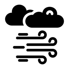 
Air with clouds denoting glyph icon of windy weather 
