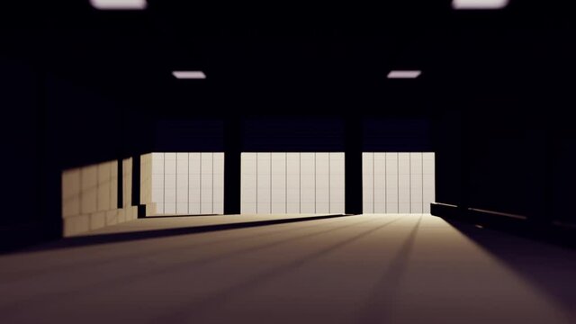 Warehouse interier concept Industrial hall with lots of space and big emptiness in it 3D rendering