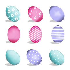 Colourful Easter Eggs on white background