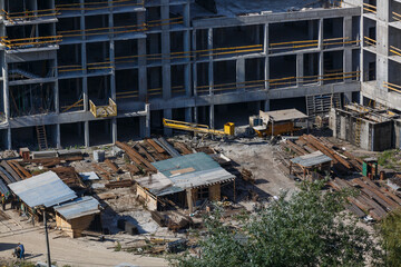 scaffolding on a building wall. building getting a new paint.