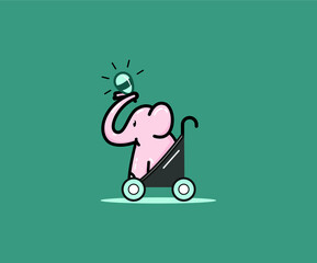 Cute Elephant icon on stroller