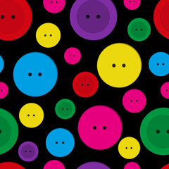 Seamless pattern Fasteners for clothing loops in a circle buttons on black background