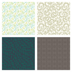 Collection of abstracts fashion design of seamless backgrounds. Vector organic print patterns. Repeating graphic design. Modern stylish textures. Pastel fabric drapery