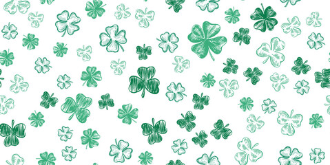 Patrick's day, Collection of Clover. Hand-drawn style. Vector illustration.