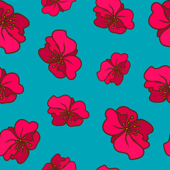 seamless pattern beautiful pink and blue delicate flowers print