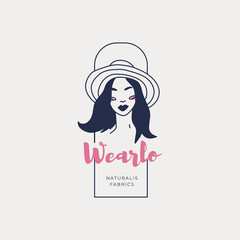 Hand drawn fashion woman logo template