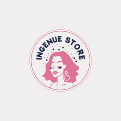 Hand drawn fashion woman logo template