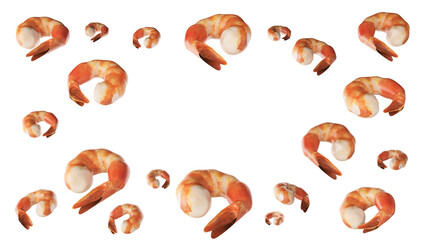 flying Fresh cooked shrimp on white background 3d rendering