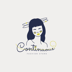 Hand drawn fashion woman logo template