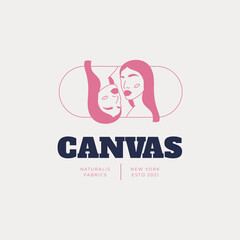 Hand drawn fashion woman logo template