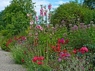 A wild summer border of flowers in a Jardin Floral