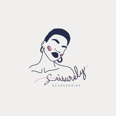 Hand drawn fashion woman logo template