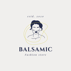Hand drawn fashion woman logo template