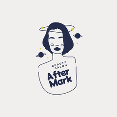 Hand drawn fashion woman logo template