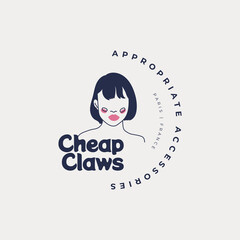 Hand drawn fashion woman logo template