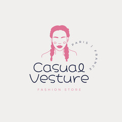Hand drawn fashion woman logo template