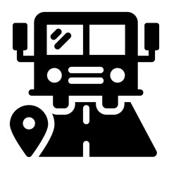 Fototapeta premium Bus location in glyph style icon, editable vector 