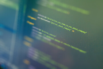 Screen of android application developing code. Lines of code on computer screen