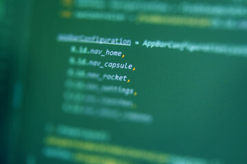 Screen of android application developing code. Lines of code on computer screen