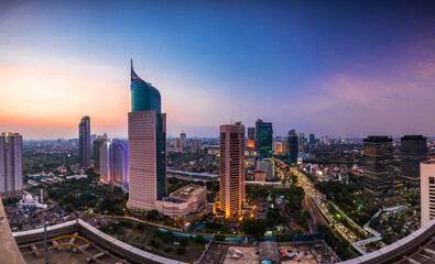 Jakarta skyline at the sunset time. This is the capital city of indonesia and also become the...