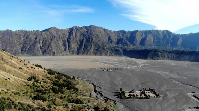 Aerial View the appearance of Pura Luhur Poten in Bromo