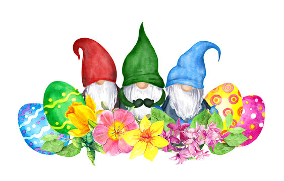 Premium Vector  Happy easter with gnome digital paint
