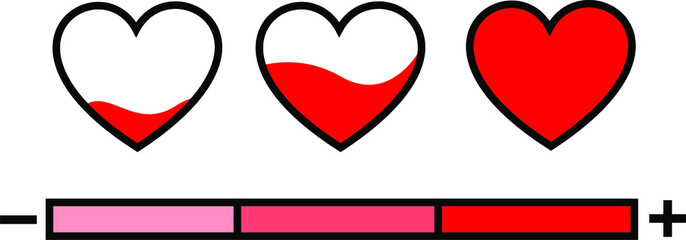 vector illustration of a love meter in red, can be used for logos, symbols, signs. heart shape
