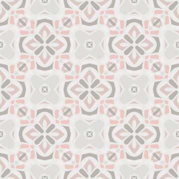 Creative trendy color abstract geometric seamless pattern in white gray pink,  can be used for printing onto fabric, interior, design, textile, carpet, rug.