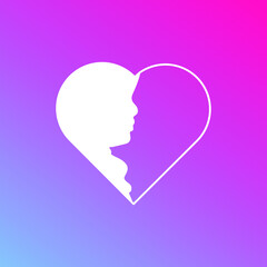 love with face silhouette symbol or logo for your business company