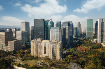 Fototapeta na wymiar Aerial photography of Hangzhou city scenery and modern architectural landscape in the financial district