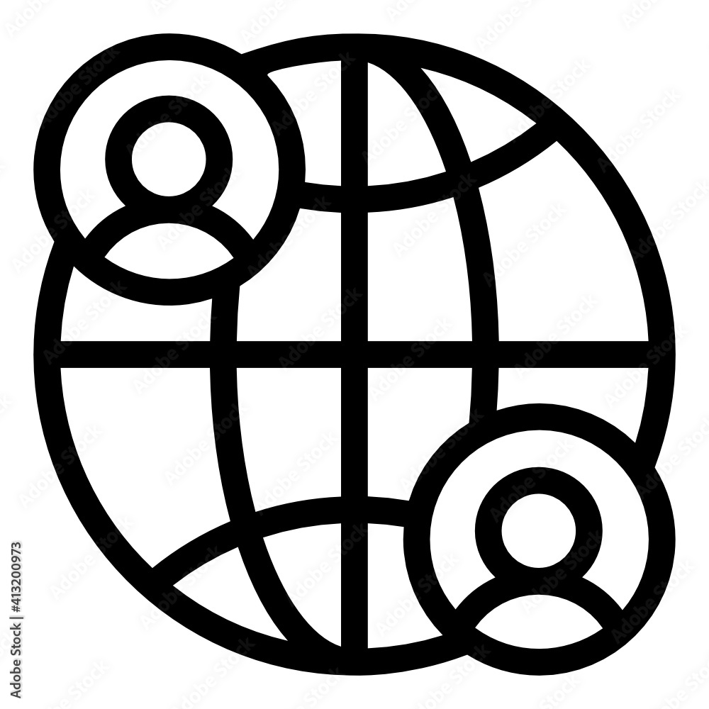 Wall mural persons with browser denoting glyph icon of web users