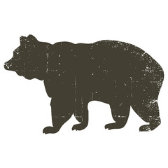 Plakat Bear silhouette with scratched grunge effect. Vector illustration wild animal isolated on white