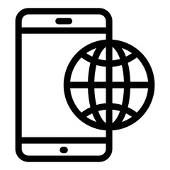 
Phone with globe denoting glyph icon of mobile browser 
