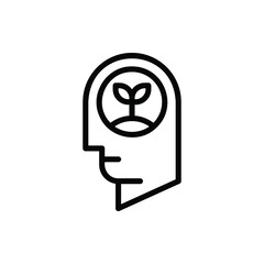 People Think, Plant Think Icon Logo Illustration Vector Isolated. Earth Day and Ecology Icon-Set. Suitable for Web Design, Logo, App, and UI.