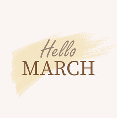 Hello March, simple watercolor background