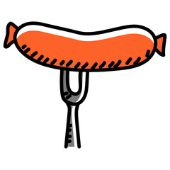 
Sausage in doodle style icon, editable vector 
