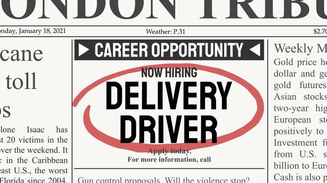 Delivery driver classified ad offer