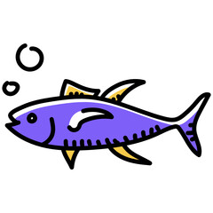 
Tuna fish in doodle style icon, editable vector 
