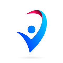 letter v abstract people vector logo